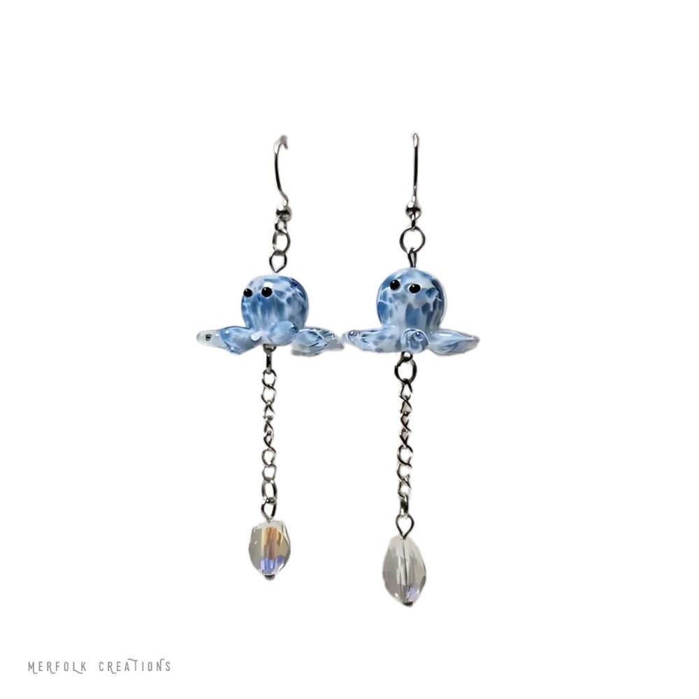 Adorable Glass Octopus Earrings | Handmade - Picture 2 of 6